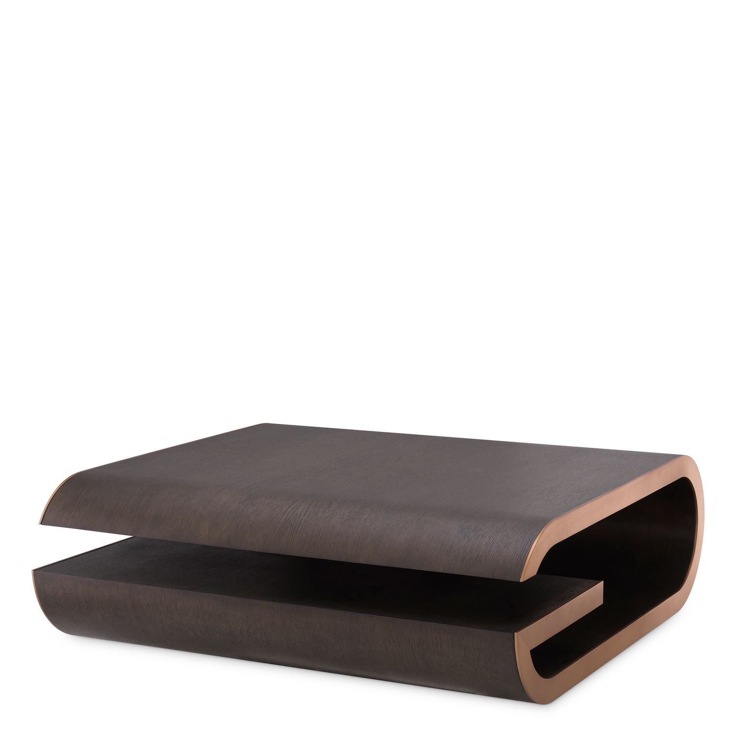 Coffee Table Galan mocha oak veneer brushed brass finish