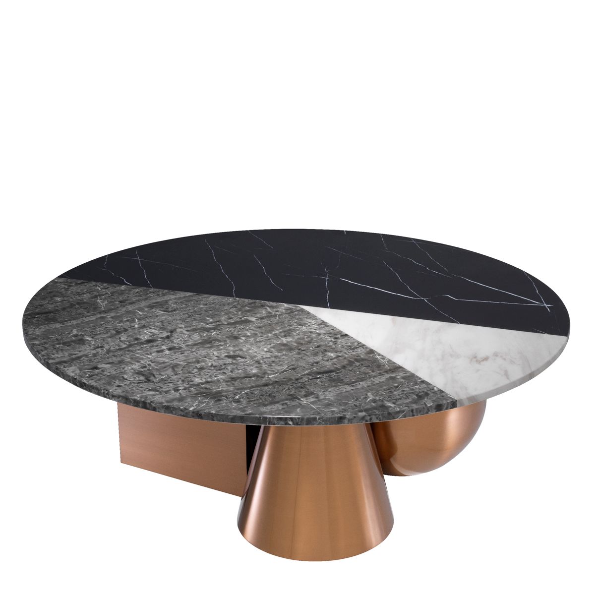 Coffee Table Tricolori brushed copper finish