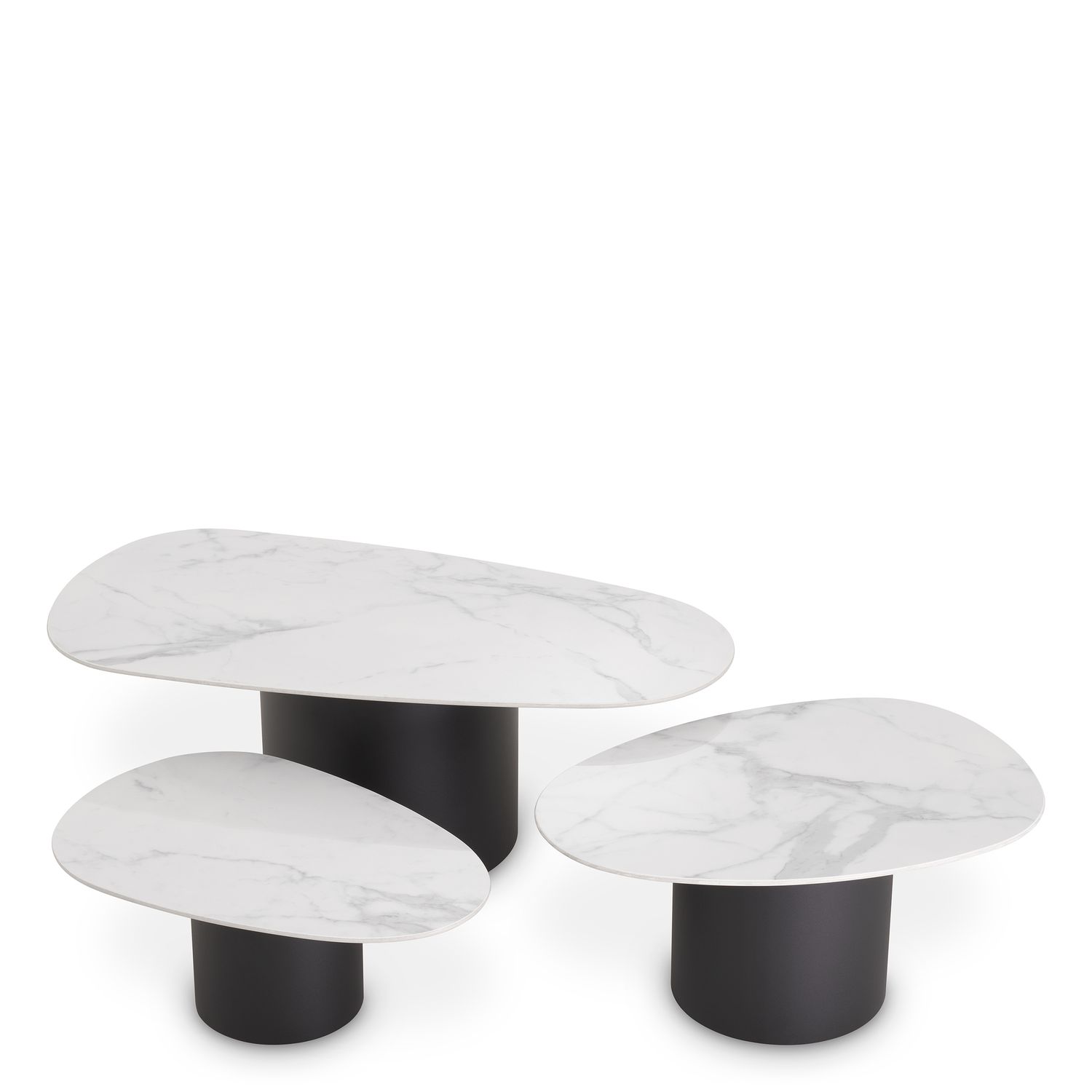 Coffee Table Zane white ceramic marble set of 3