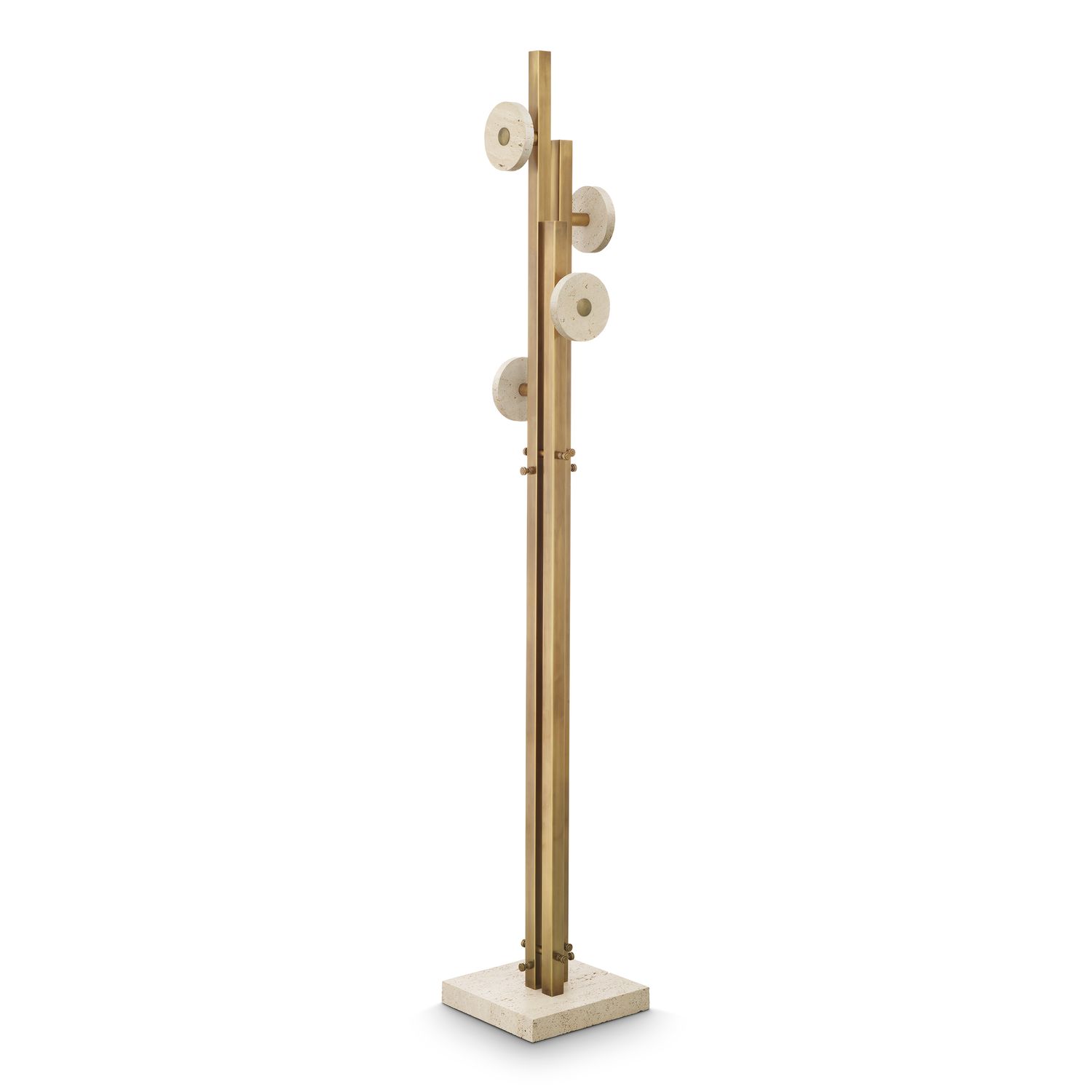 Coatrack Amadora vintage brass finish travertine