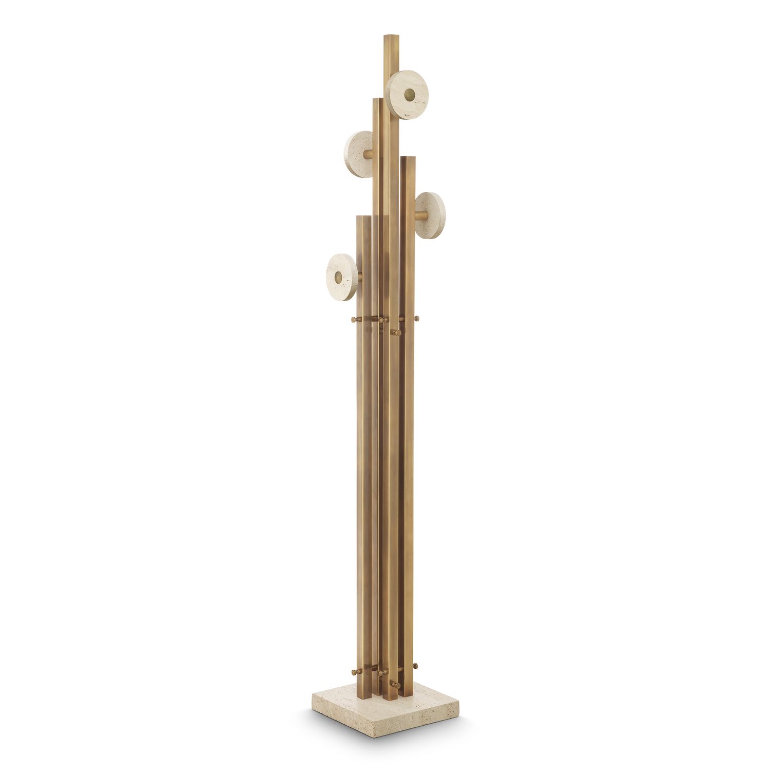 Coatrack Amadora vintage brass finish travertine
