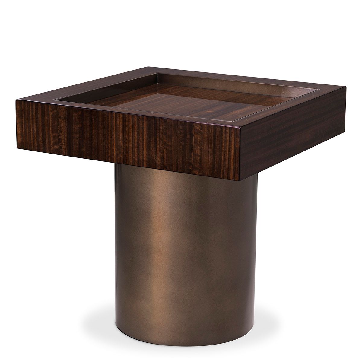 Side Table Otus square eucalyptus veneer bronze finish