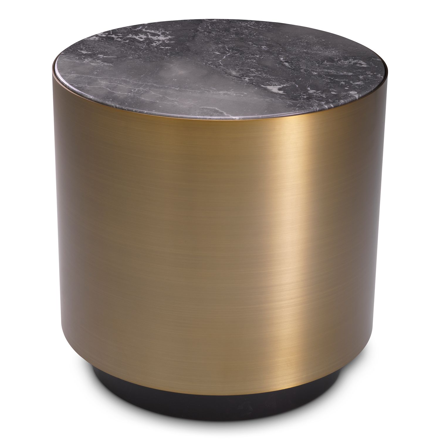 Side Table Porter round brushed brass finish grey marble