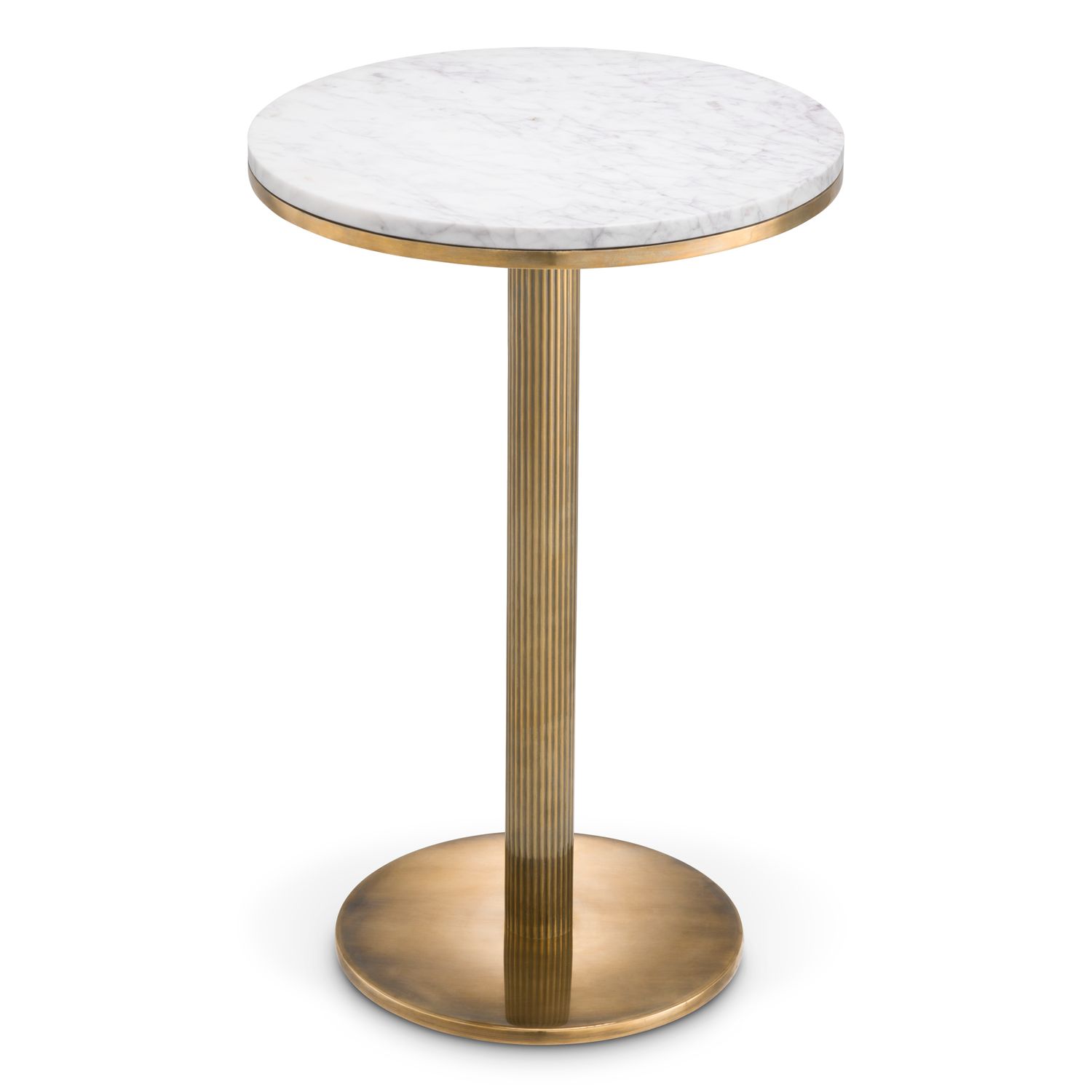 Side Table Tavolara vintage brass finish white marble