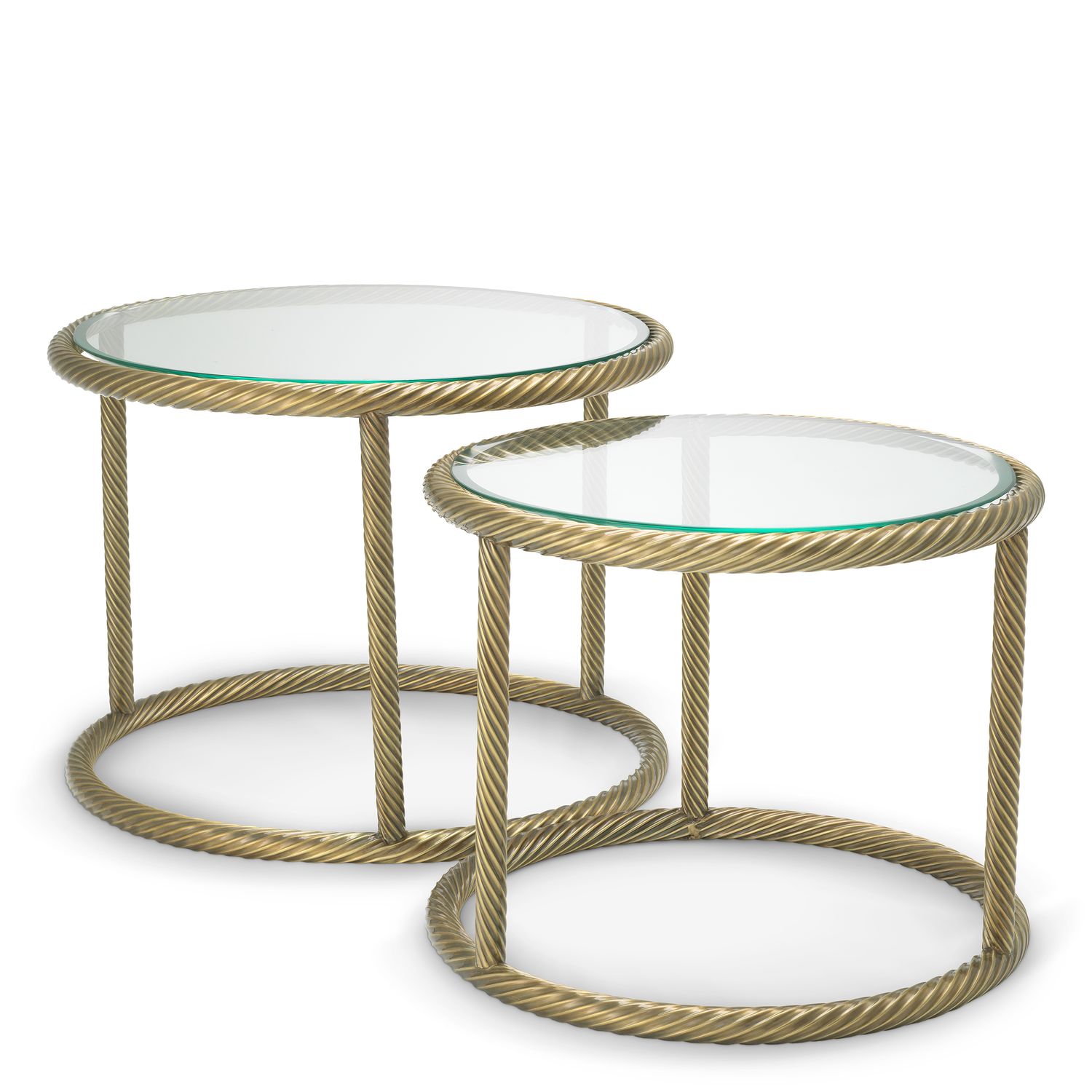 Side Table Addison vintage brass finish set of 2