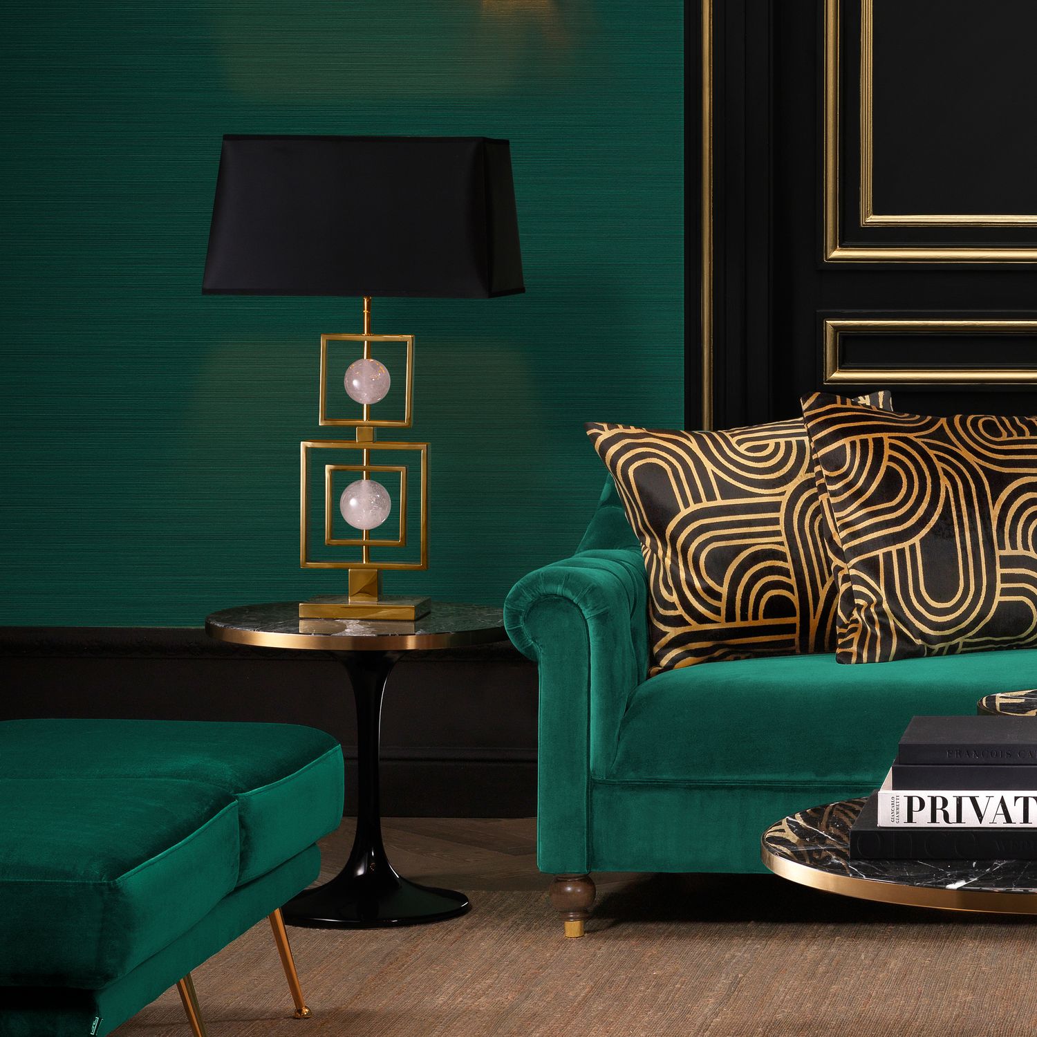 Side Table Parme black faux marble