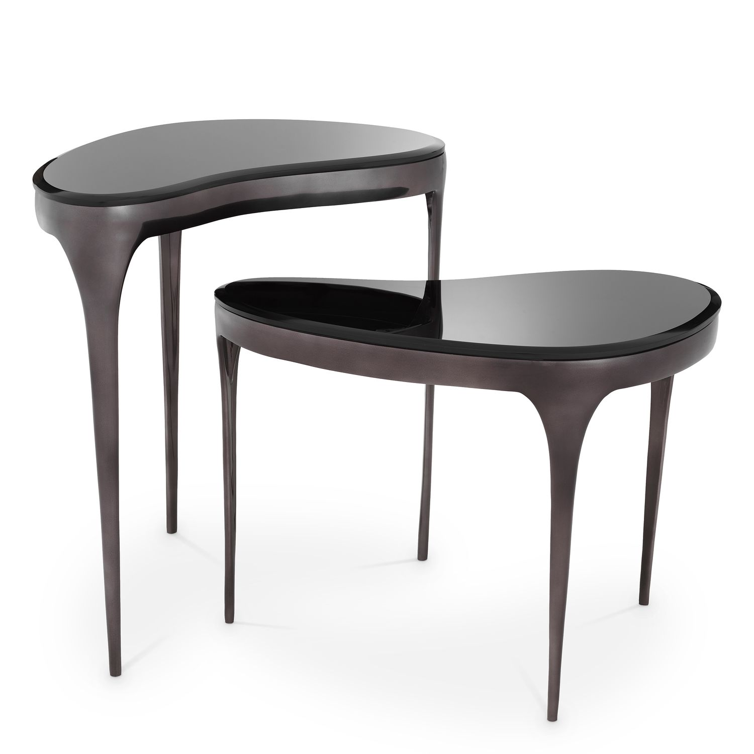 Side Table Zena black nickel finish set of 2