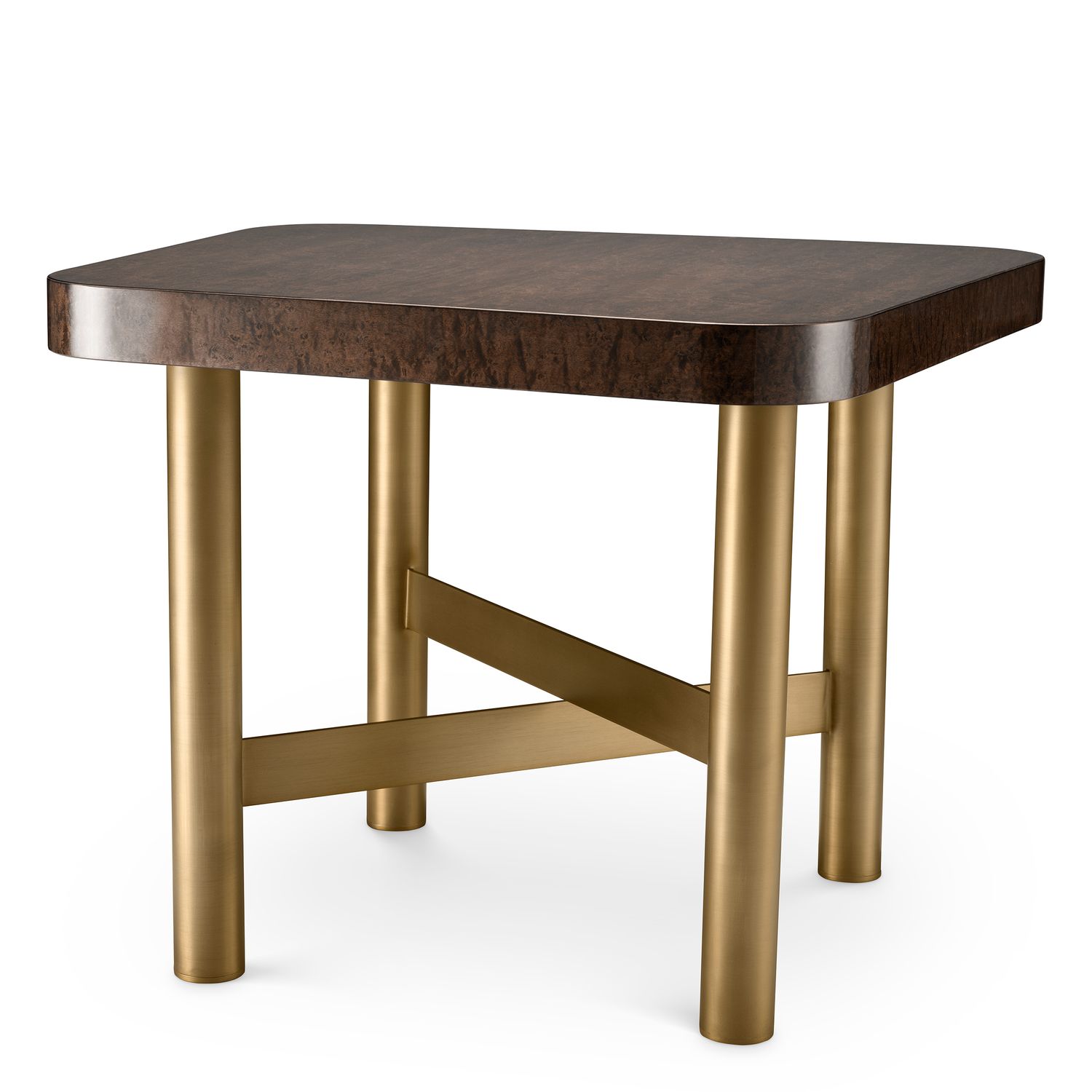 Side Table Oracle maple veneer high gloss brushed brass finish