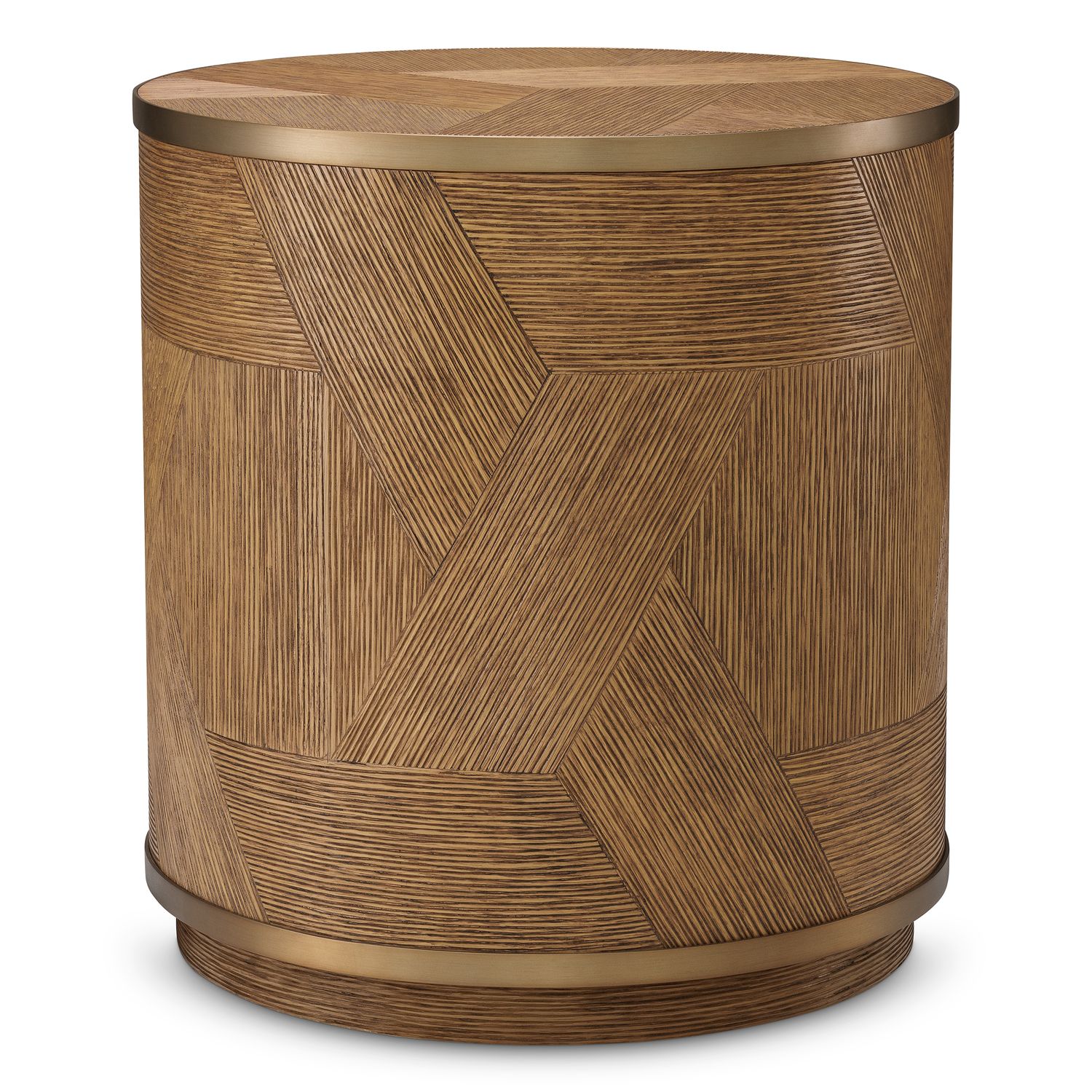 Side Table Velutto caramel carved oak veneer brushed brass finish