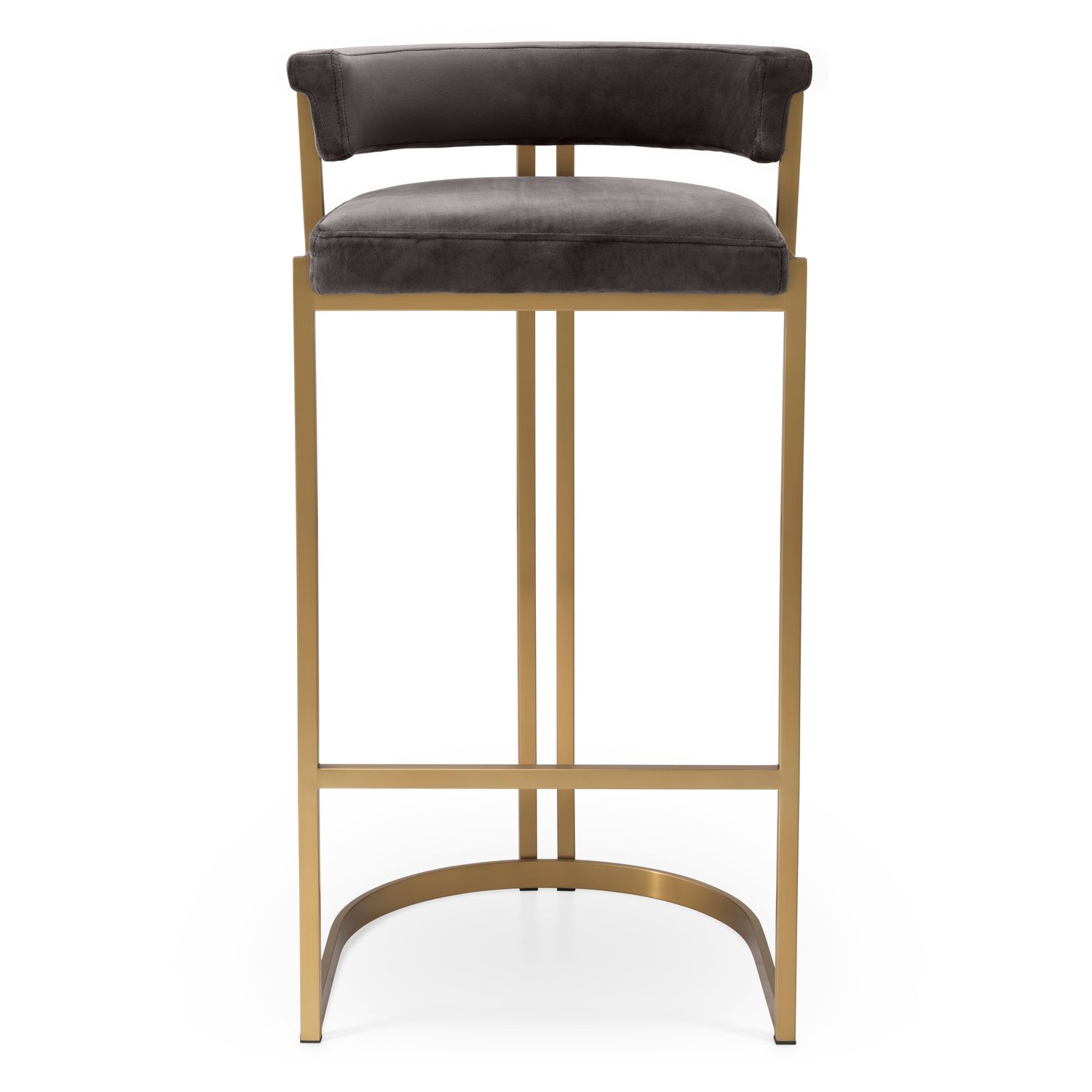 Bar Stool Dante brushed brass finish savona grey velvet