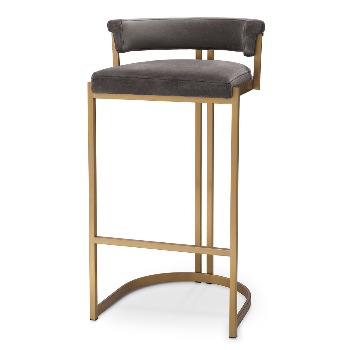 Bar Stool Dante brushed brass finish savona grey velvet