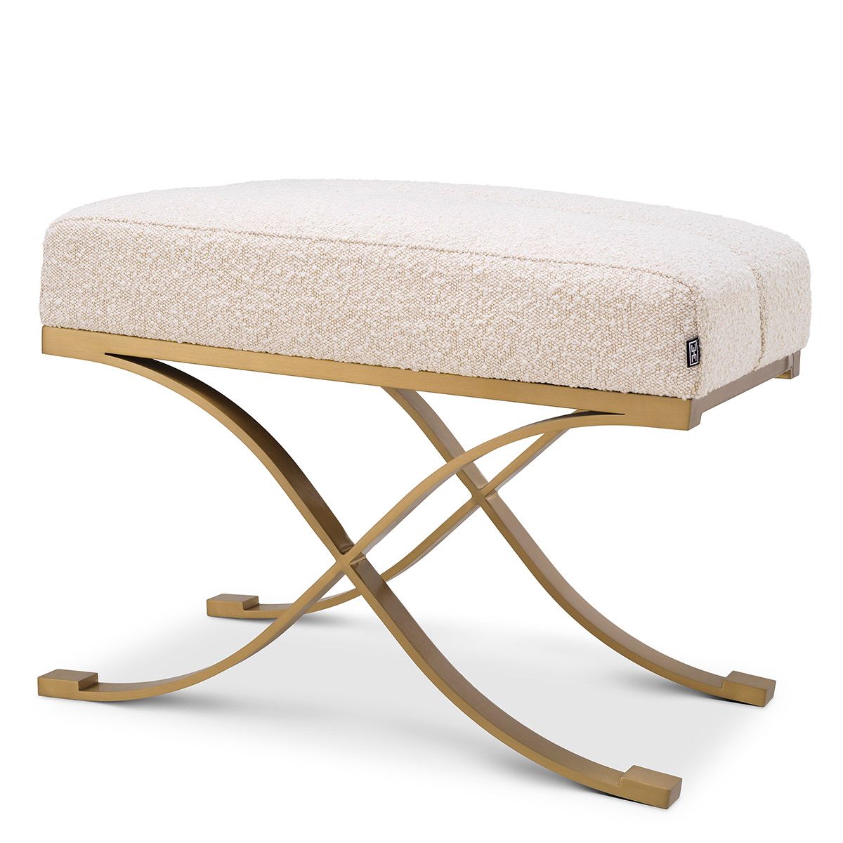 Stool Adonia brushed brass finish bouclé cream