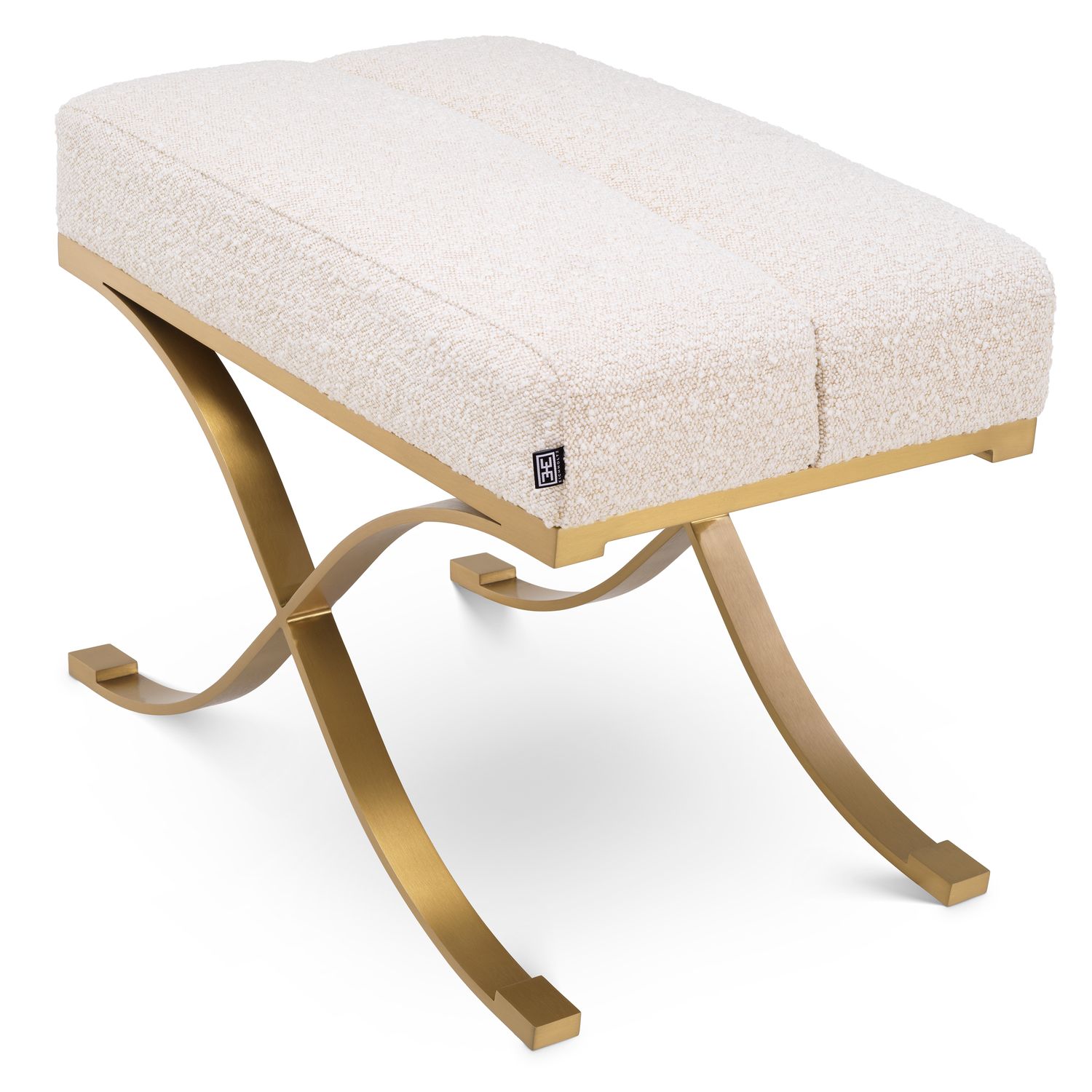 Stool Adonia brushed brass finish bouclé cream