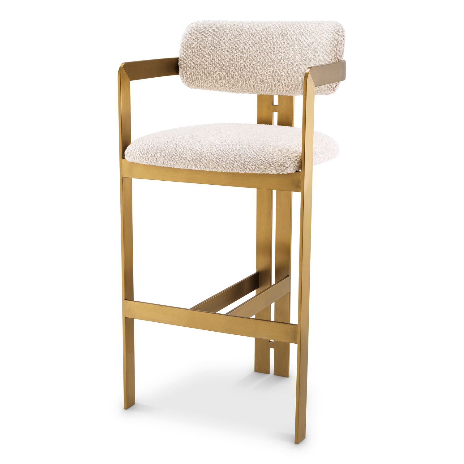 Bar Stool Donato brushed brass finish bouclé cream