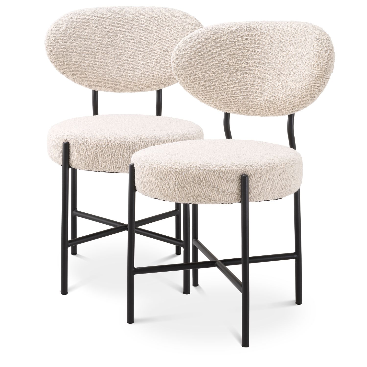 Dining Chair Vicq bouclé cream set of 2