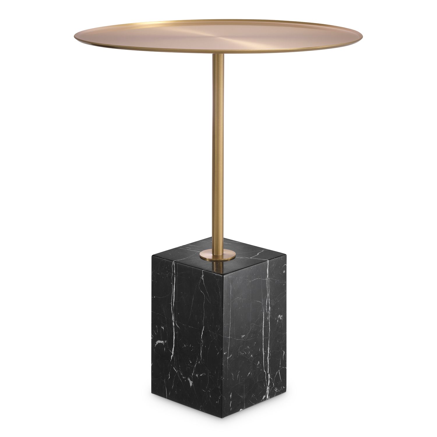 Side Table Cole brushed brass finish black marble