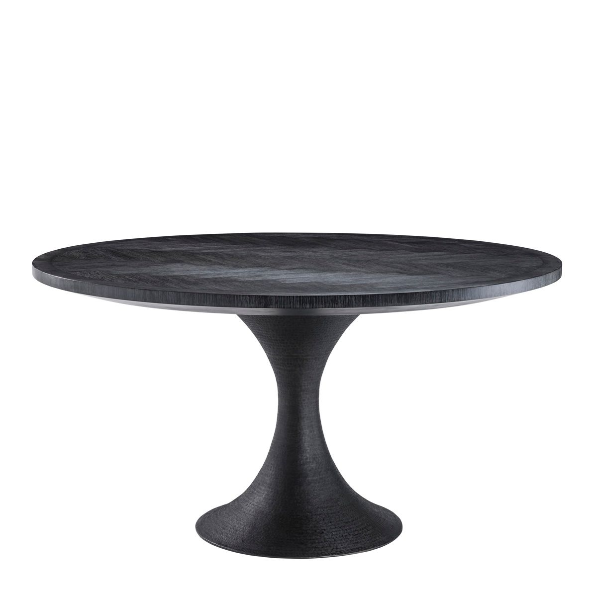 Dining Table Melchior round charcoal oak veneer