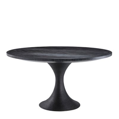 Dining Table Melchior round charcoal oak veneer