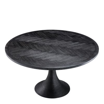 Dining Table Melchior round charcoal oak veneer