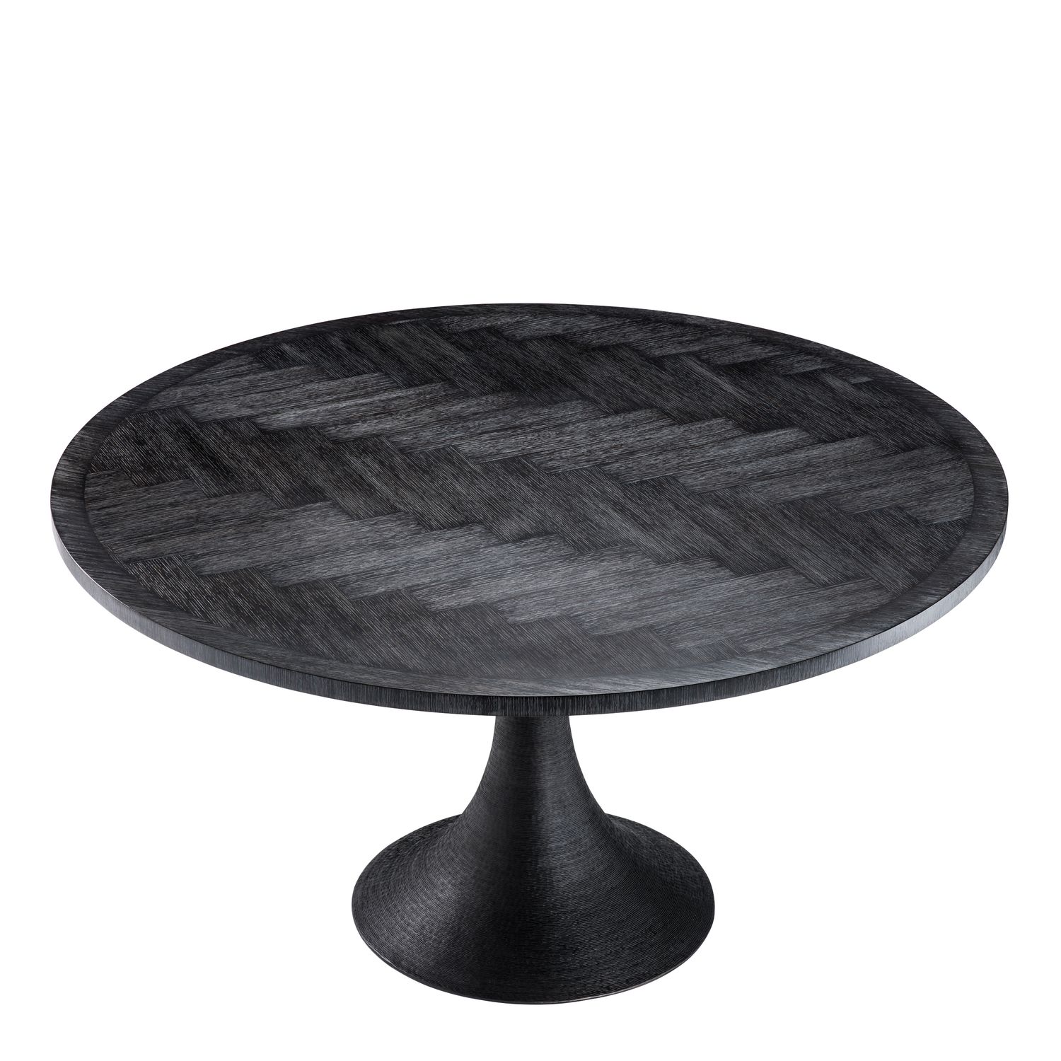 Dining Table Melchior round charcoal oak veneer
