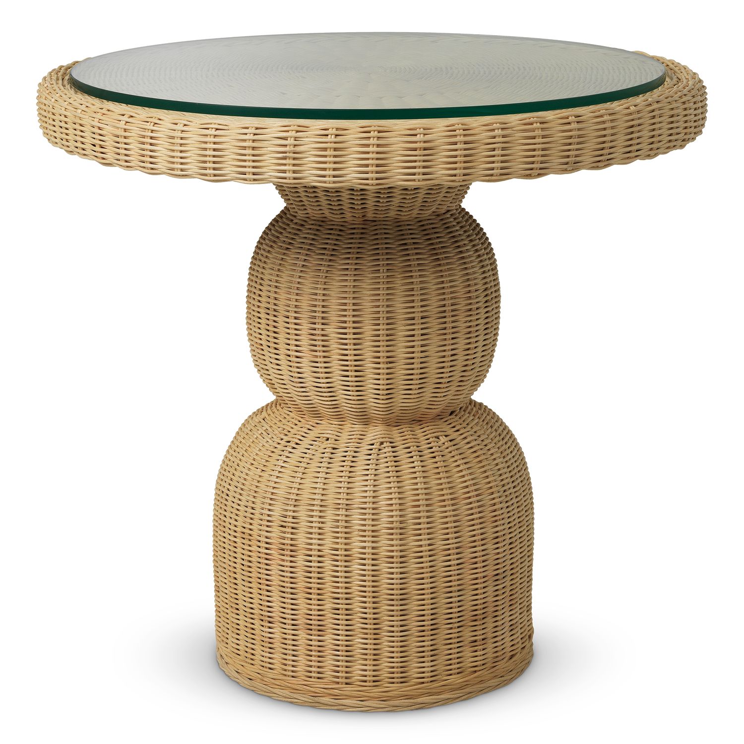 Dining Table Tiago round natural rattan incl glass top