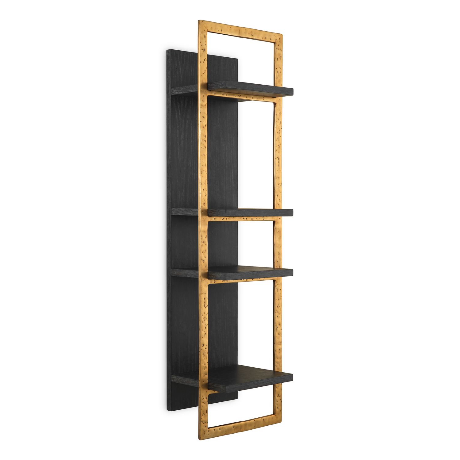Wall Cabinet Belcanto charcoal grey oak veneer brushed brass finish