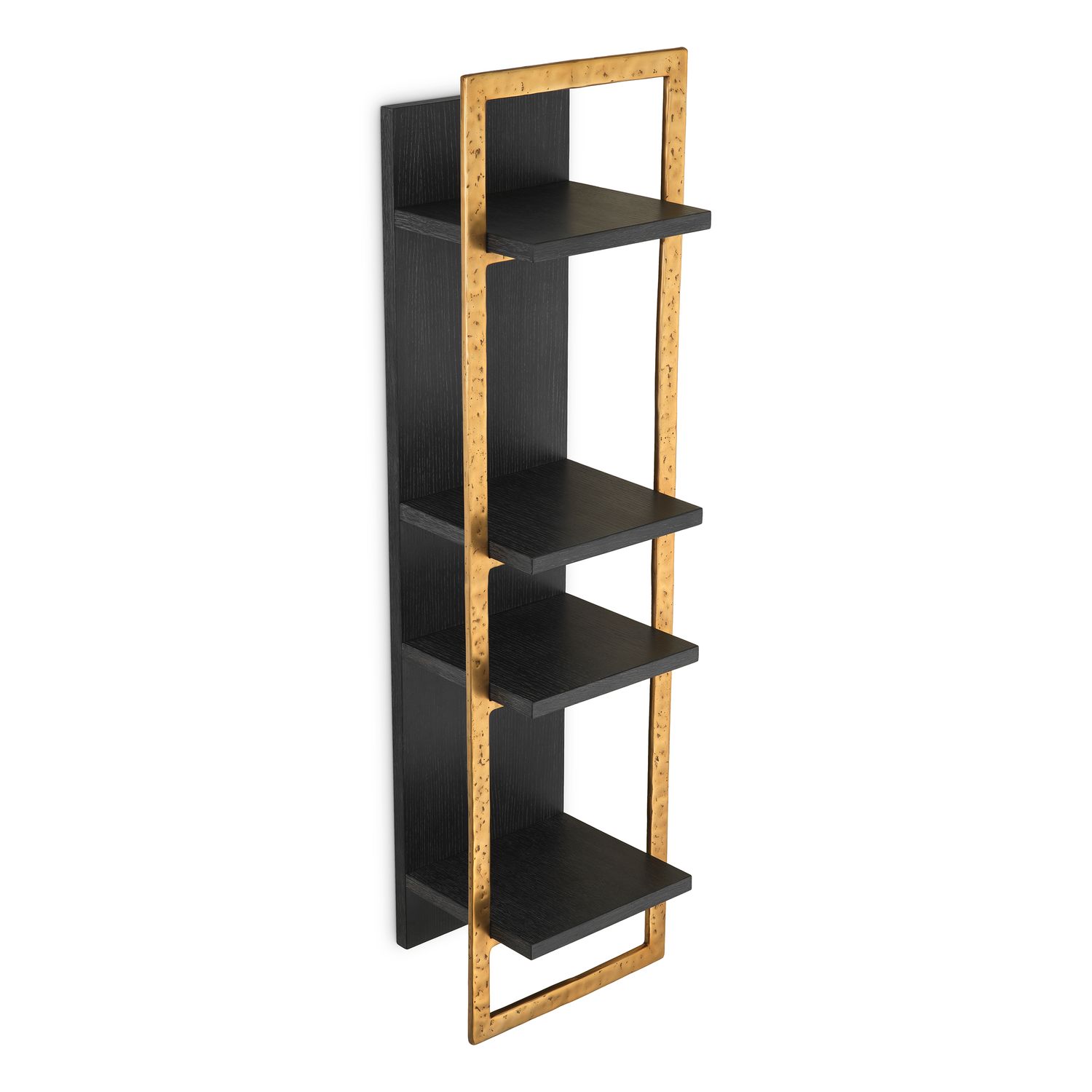 Wall Cabinet Belcanto charcoal grey oak veneer brushed brass finish
