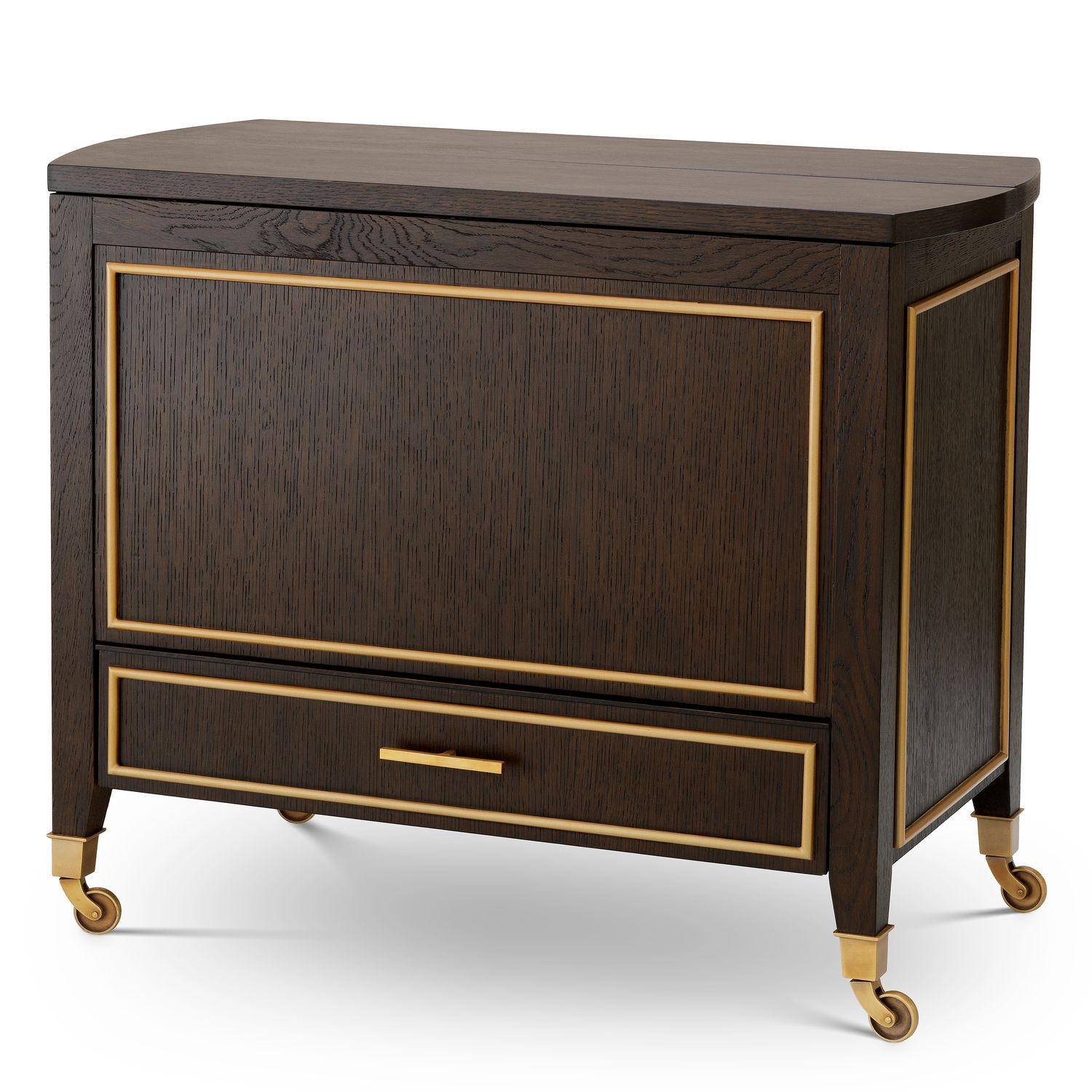 Trolley Galliano brown oak veneer brushed brass finish