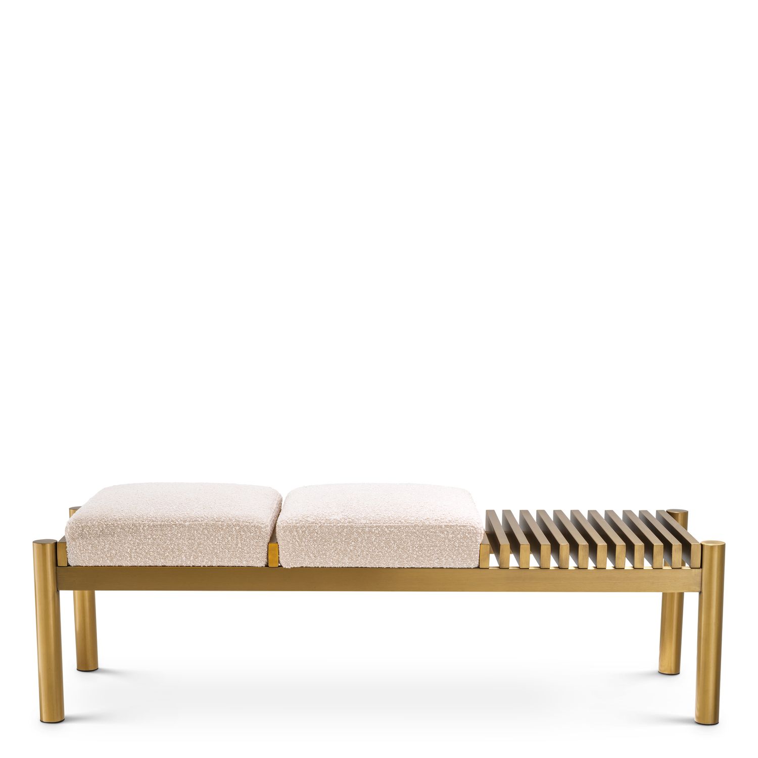 Bench Bibi brushed brass finish bouclé cream