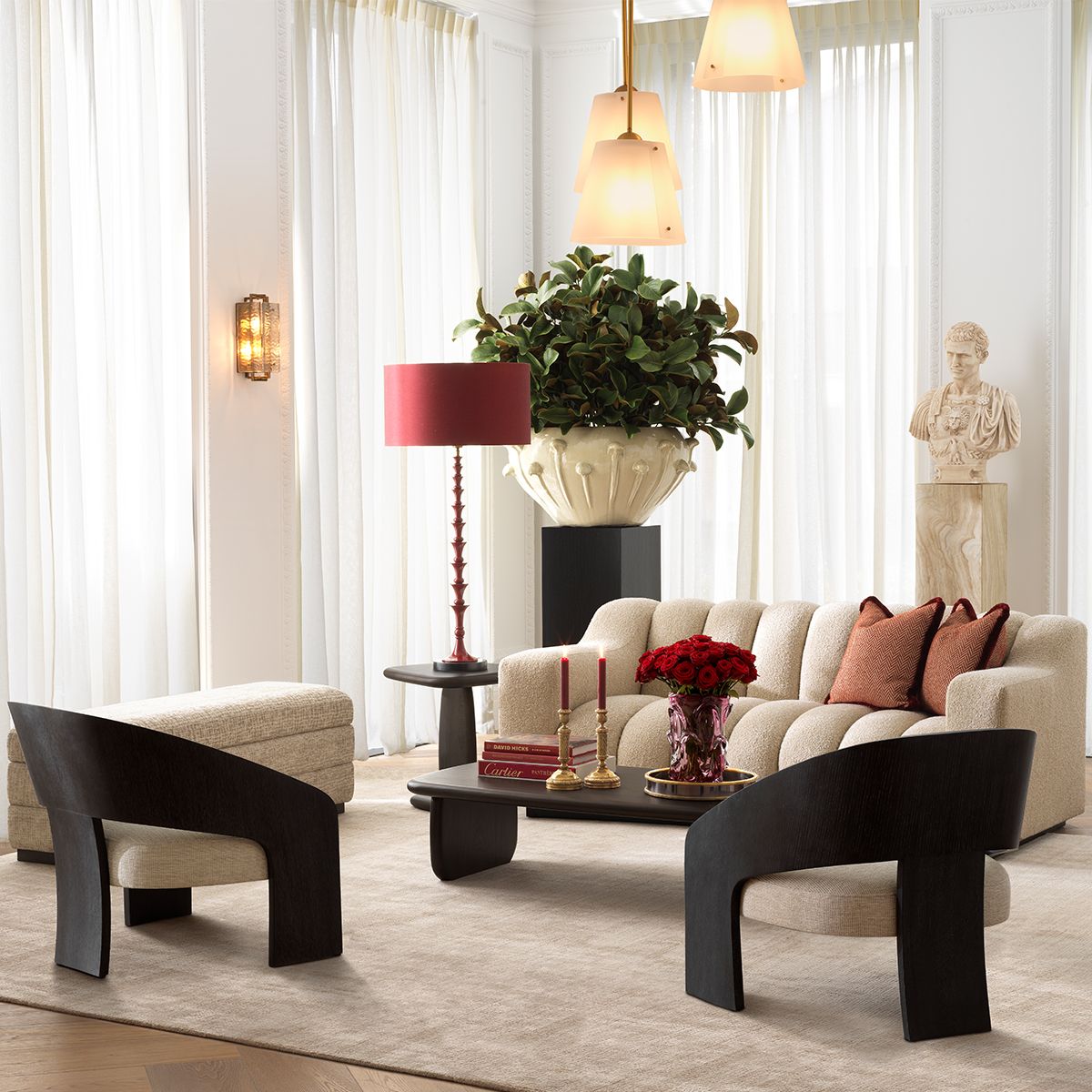 Bench Valmont creststone beige ebony finish