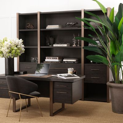 Cabinet Canova charcoal grey oak veneer
