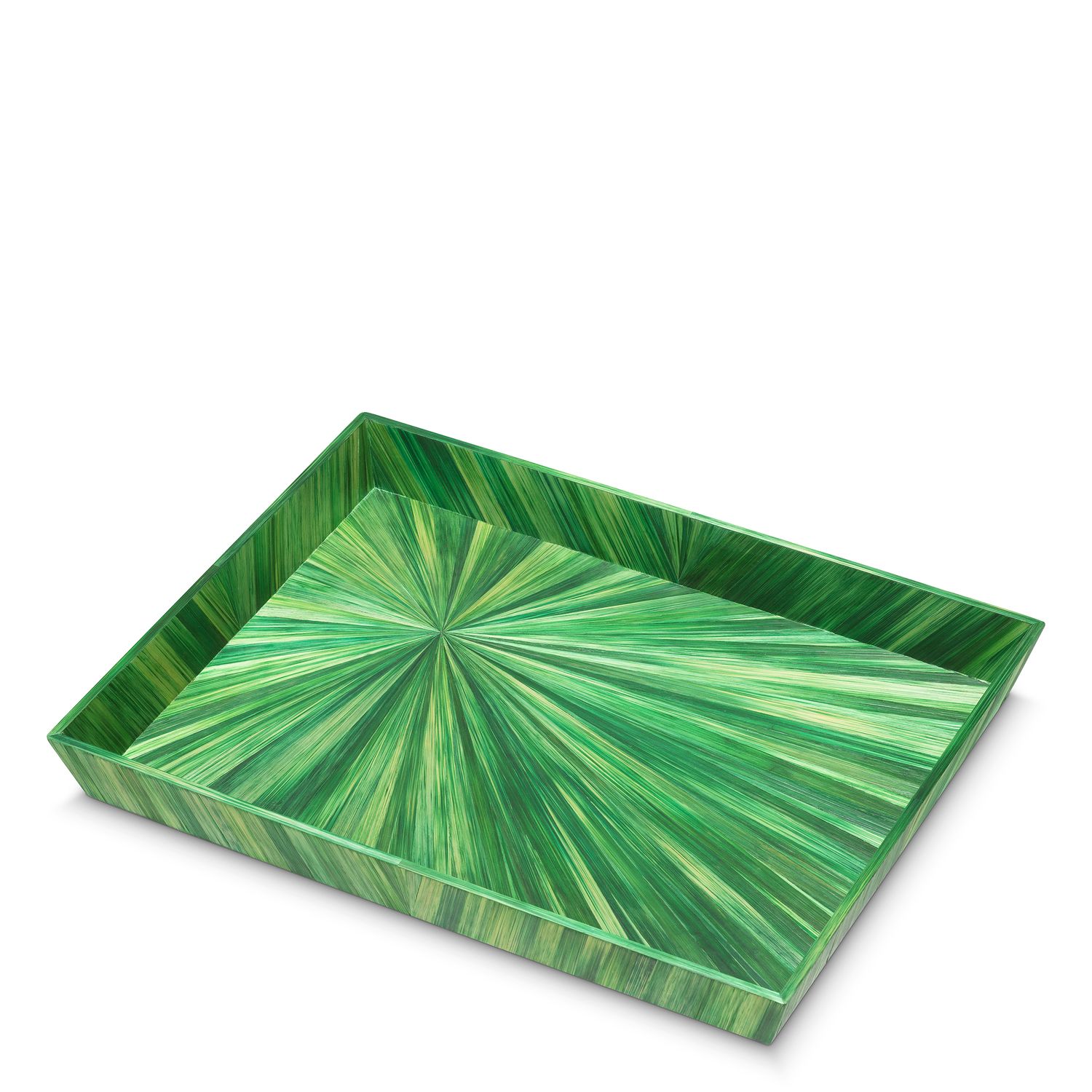 Desk Tray Harvard L straw marquetry green