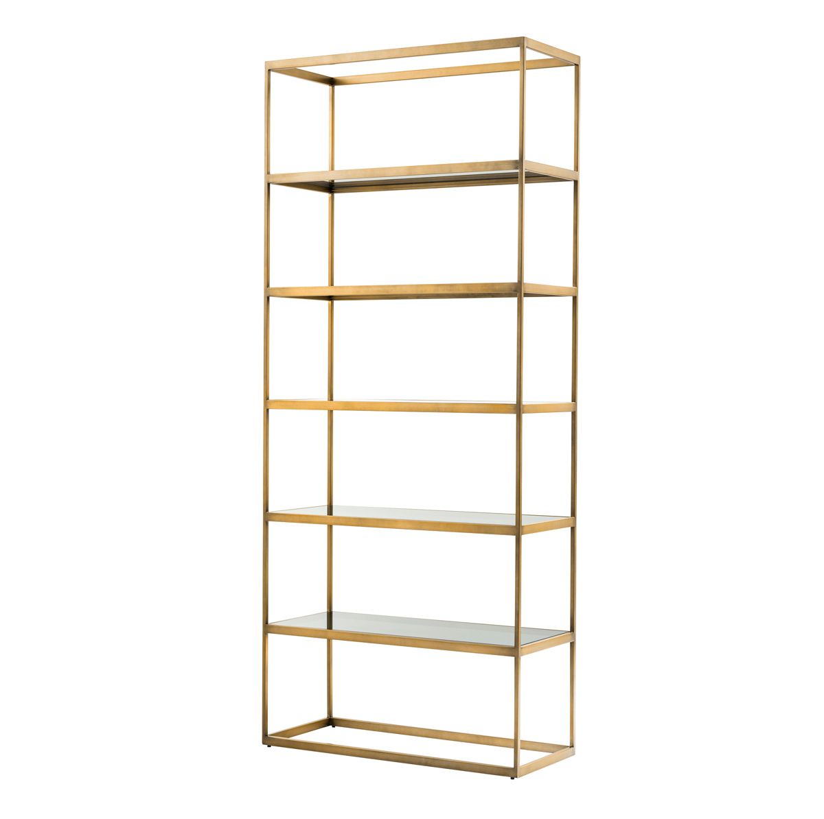 Cabinet Omega brushed brass finish smoke glass