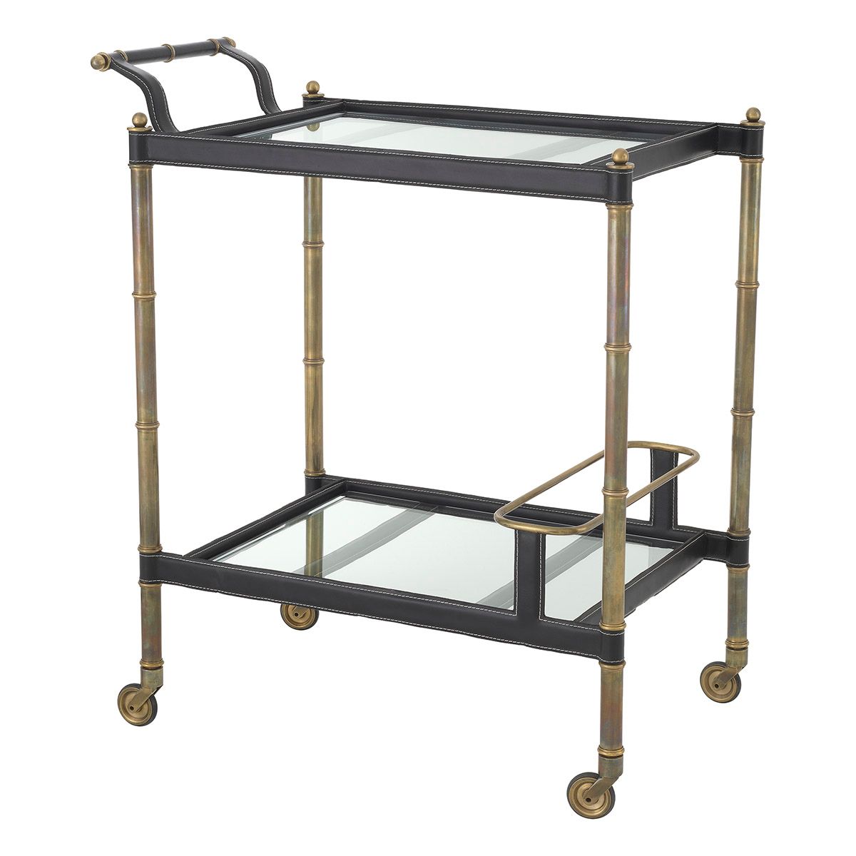Trolley Princess vintage brass finish black leather