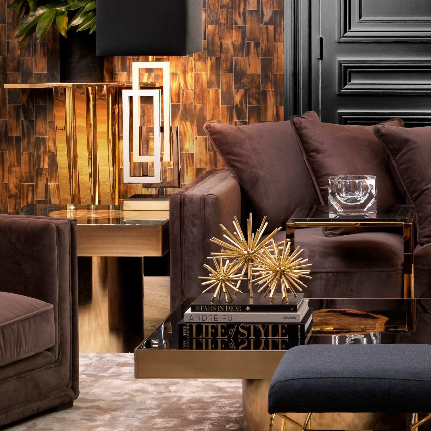 Object Meteor set of 3 polished brass