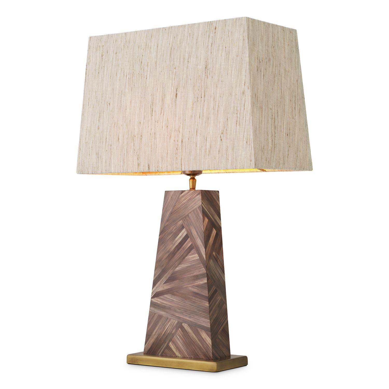 Table Lamp Gaultier brown straw marquetry incl shade
