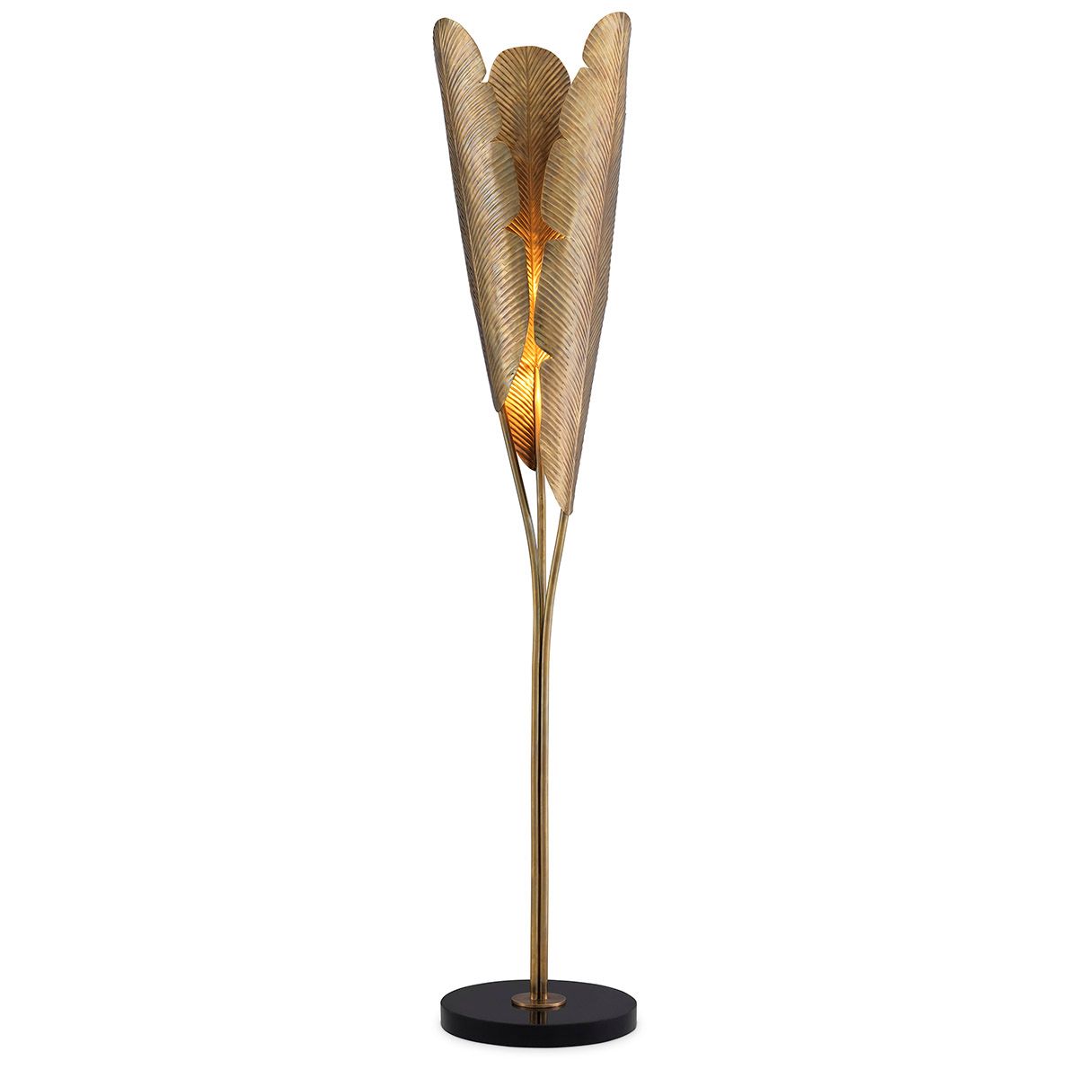 Floor Lamp Plantain vintage brass finish