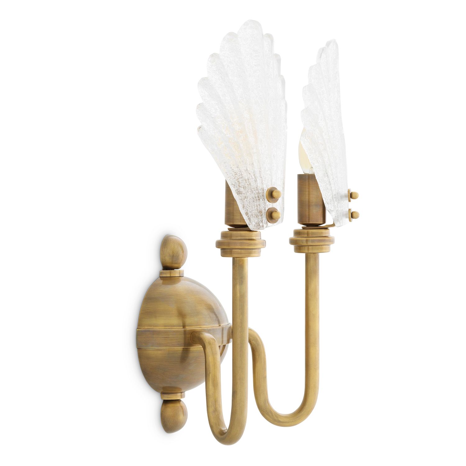 CDJ Wall Lamp Isabelle vintage brass finish handmade glass