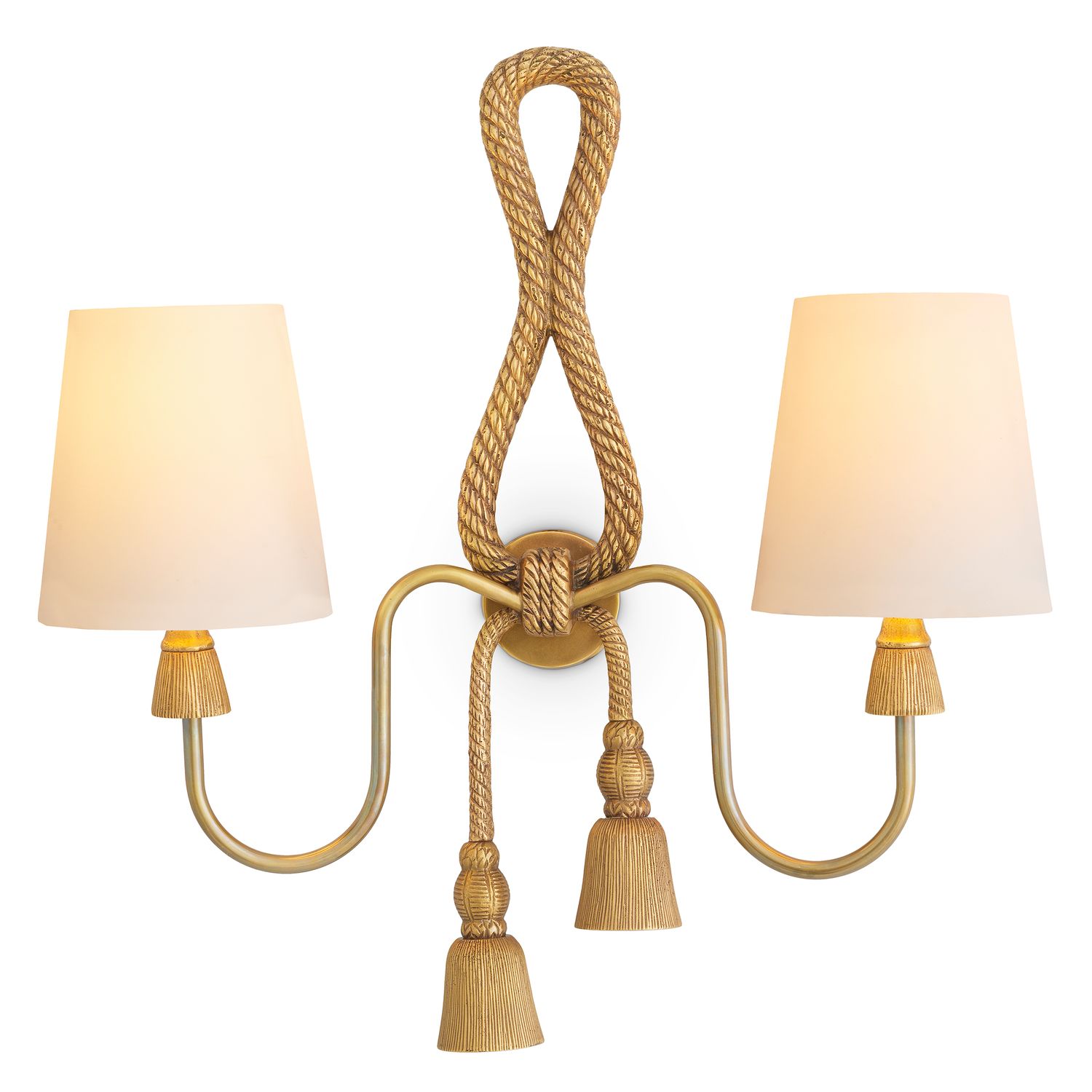 Wall Lamp Tropez vintage brass finish incl shades