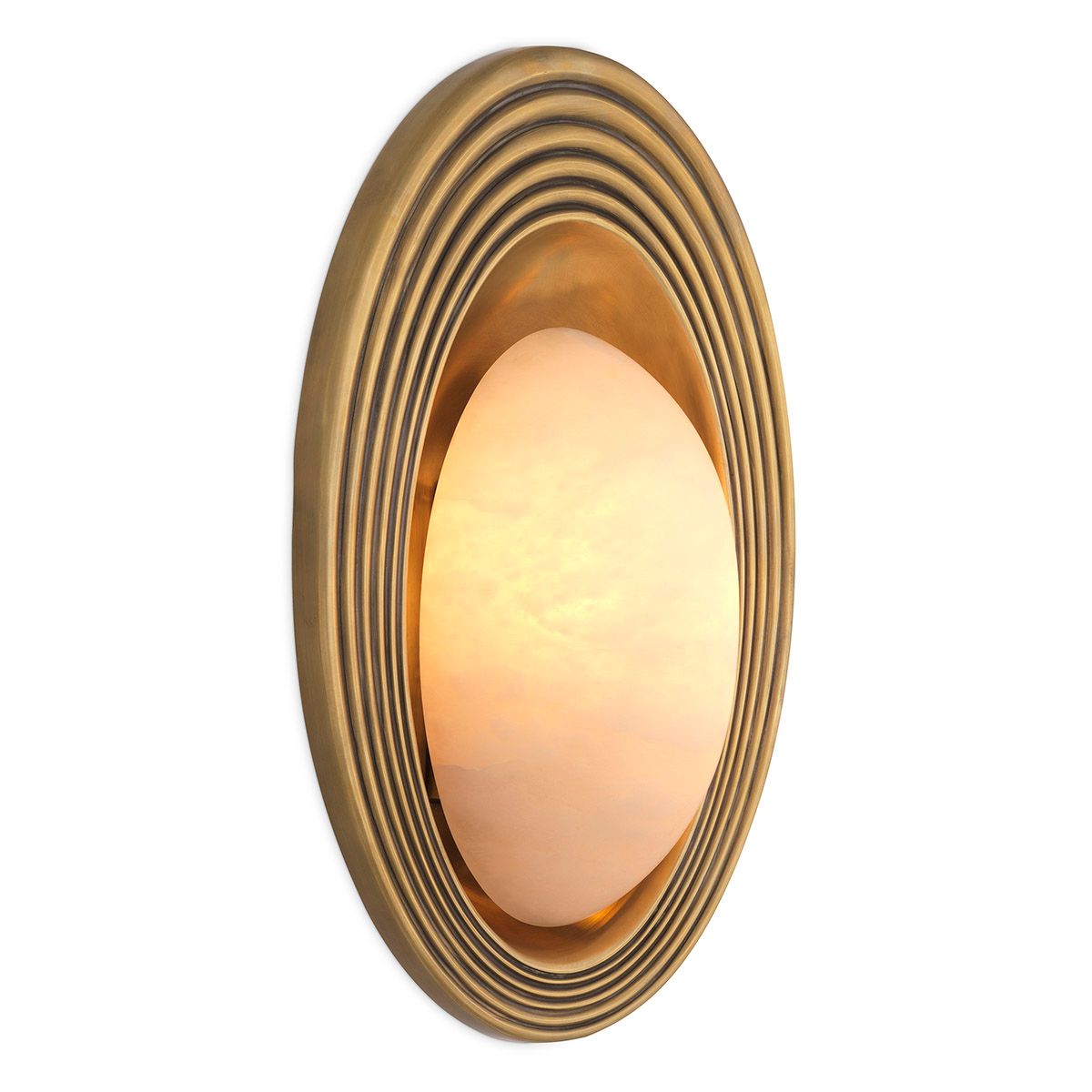Wall Lamp Savono vintage brass finish alabaster