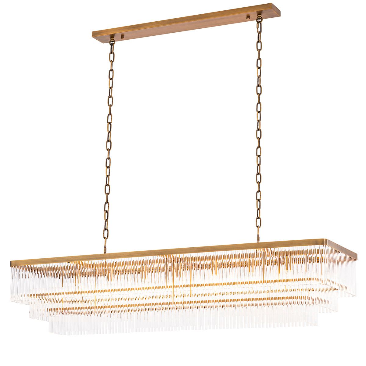 Chandelier East rectangular antique brass finish