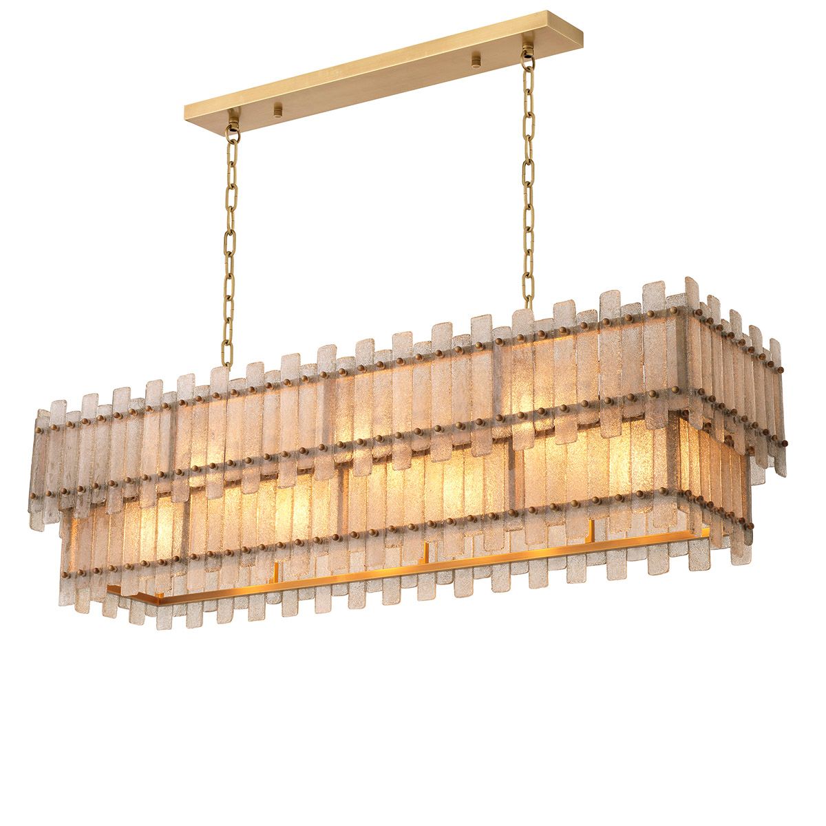 Chandelier Caprera rectangular antique brass finish