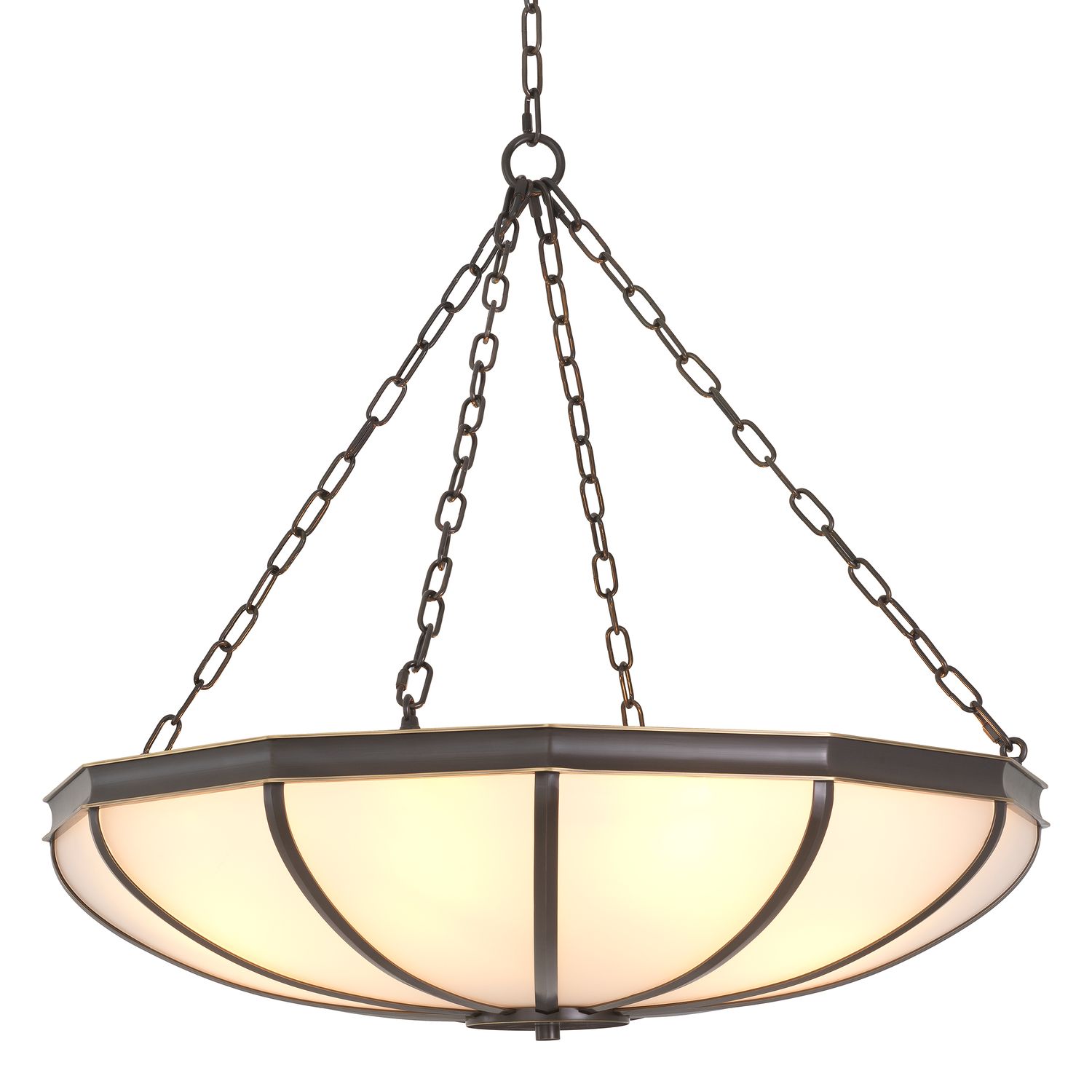 Chandelier Jenkins L bronze highlight finish white glass
