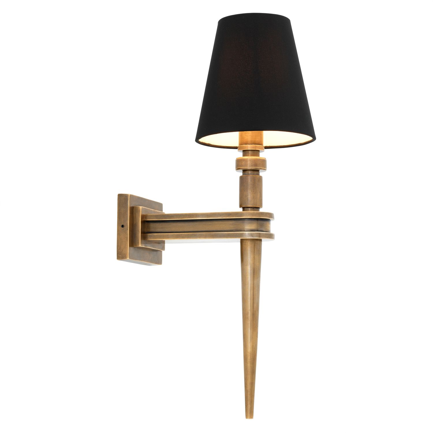 Wall Lamp Waterloo Single vintage brass finish incl black shade