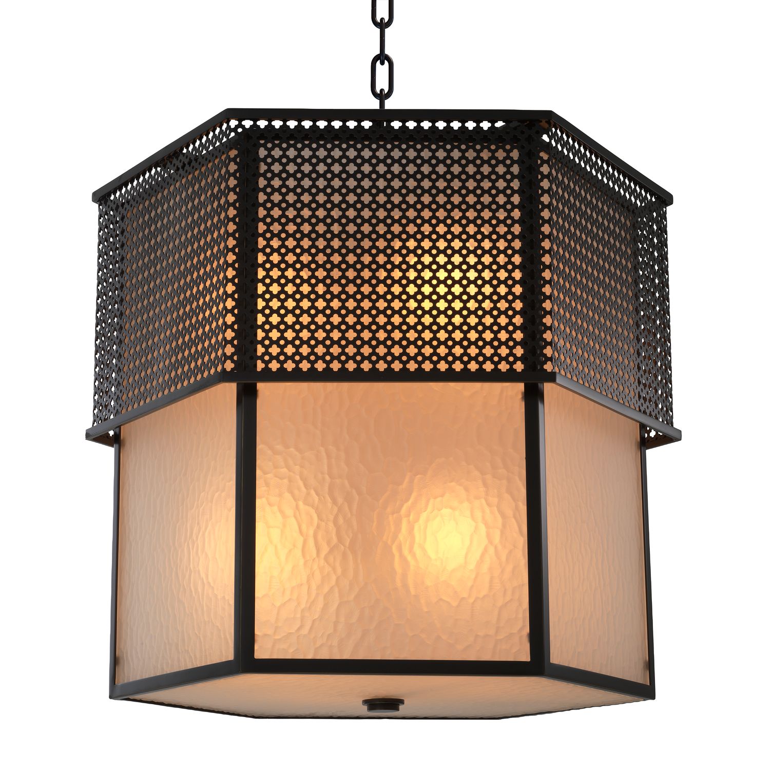 CDJ Chandelier Minerva bronze highlight finish frosted glass