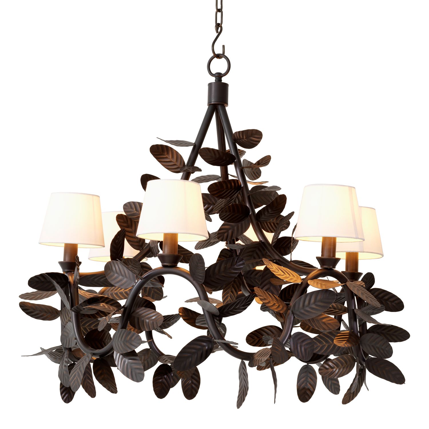 Chandelier Cheverny bronze finish incl white shades