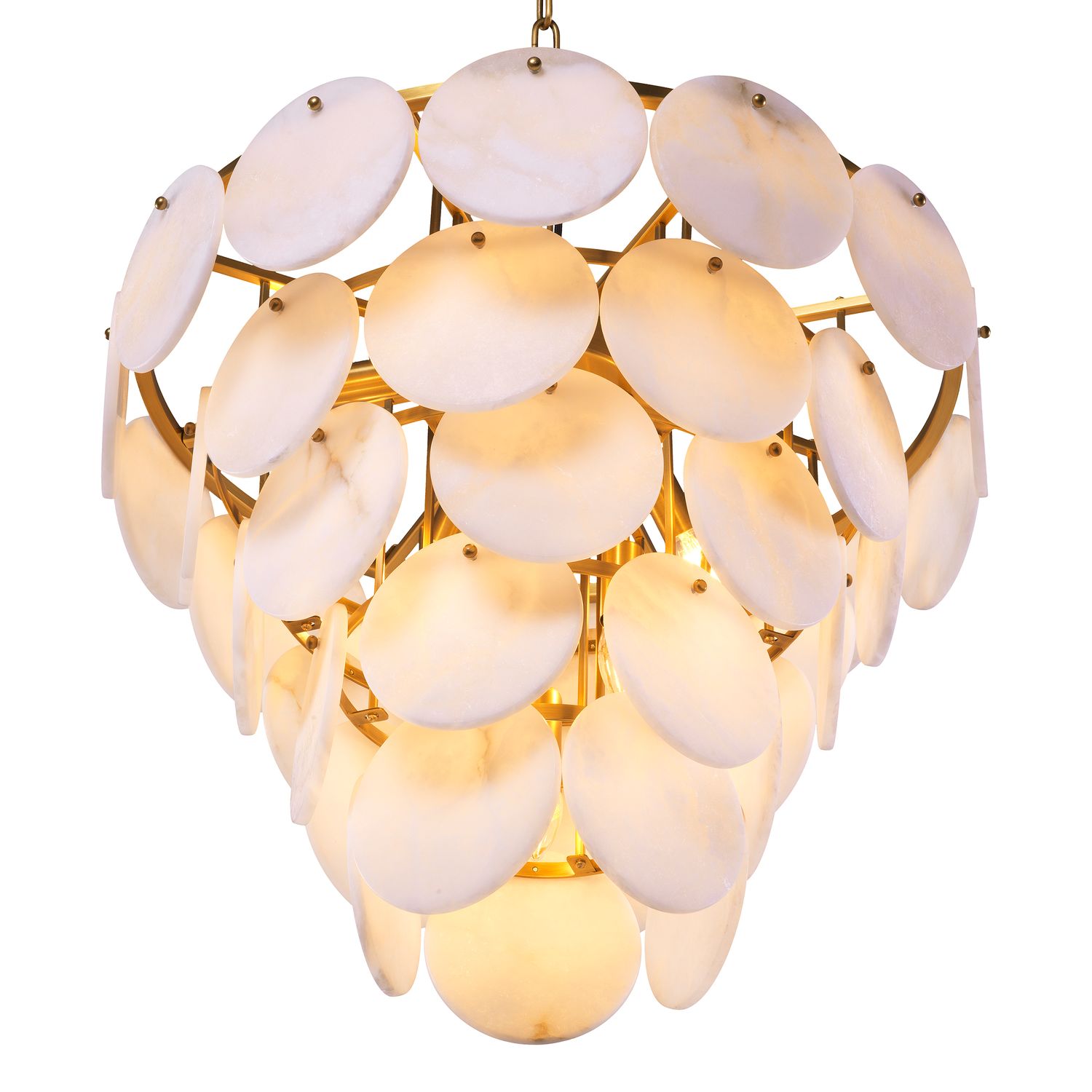 Chandelier Clementina antique brass finish alabaster