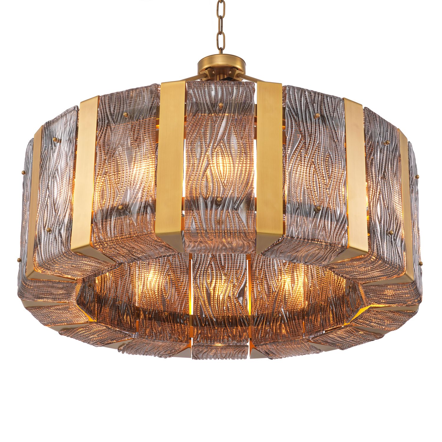 Chandelier Elysian antique brass finish light smoke glass
