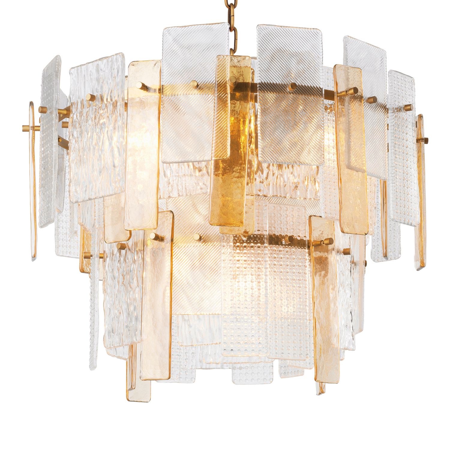 Chandelier Cassiano structure glass antique brass finish