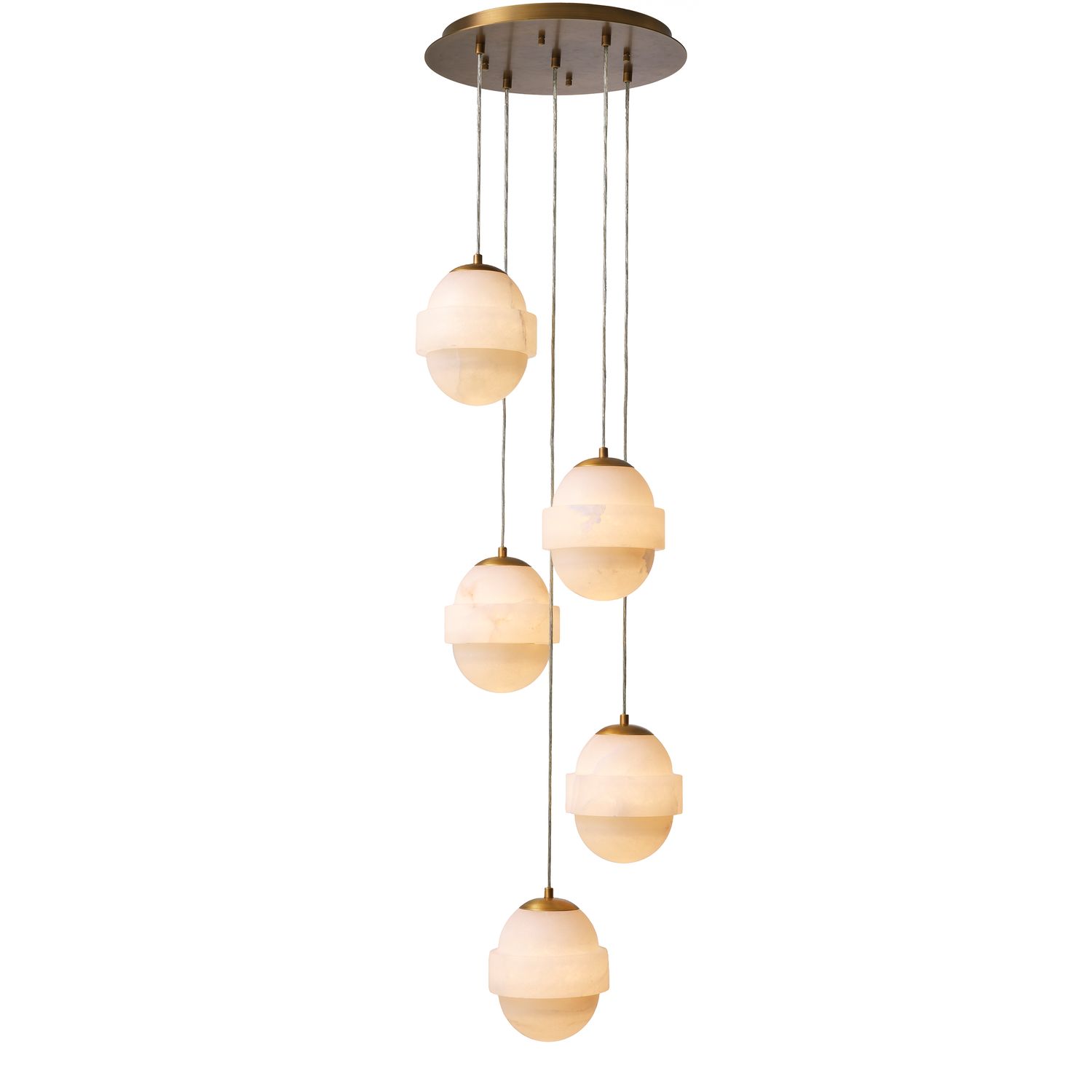 Chandelier Icarus antique brass finish alabaster